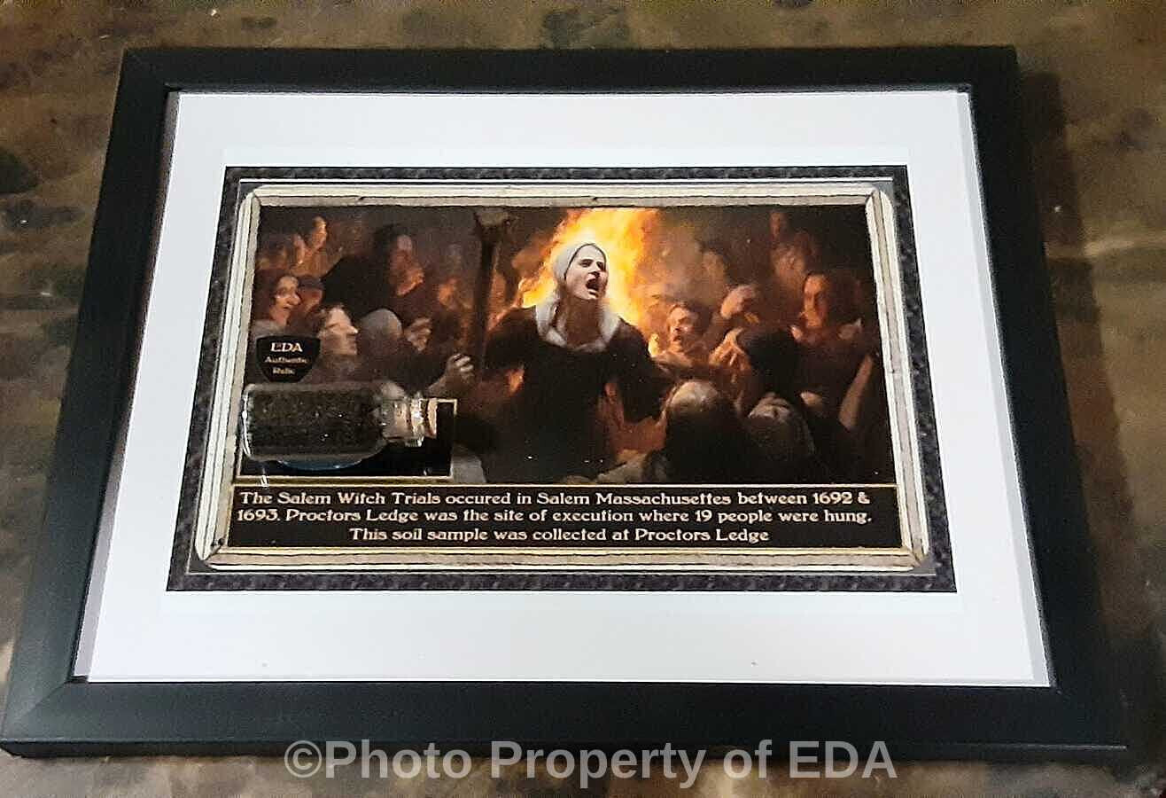 Framed Salem Witch Trials Relic Soil Sample w/ COA Proctors Ledge Haunted Item