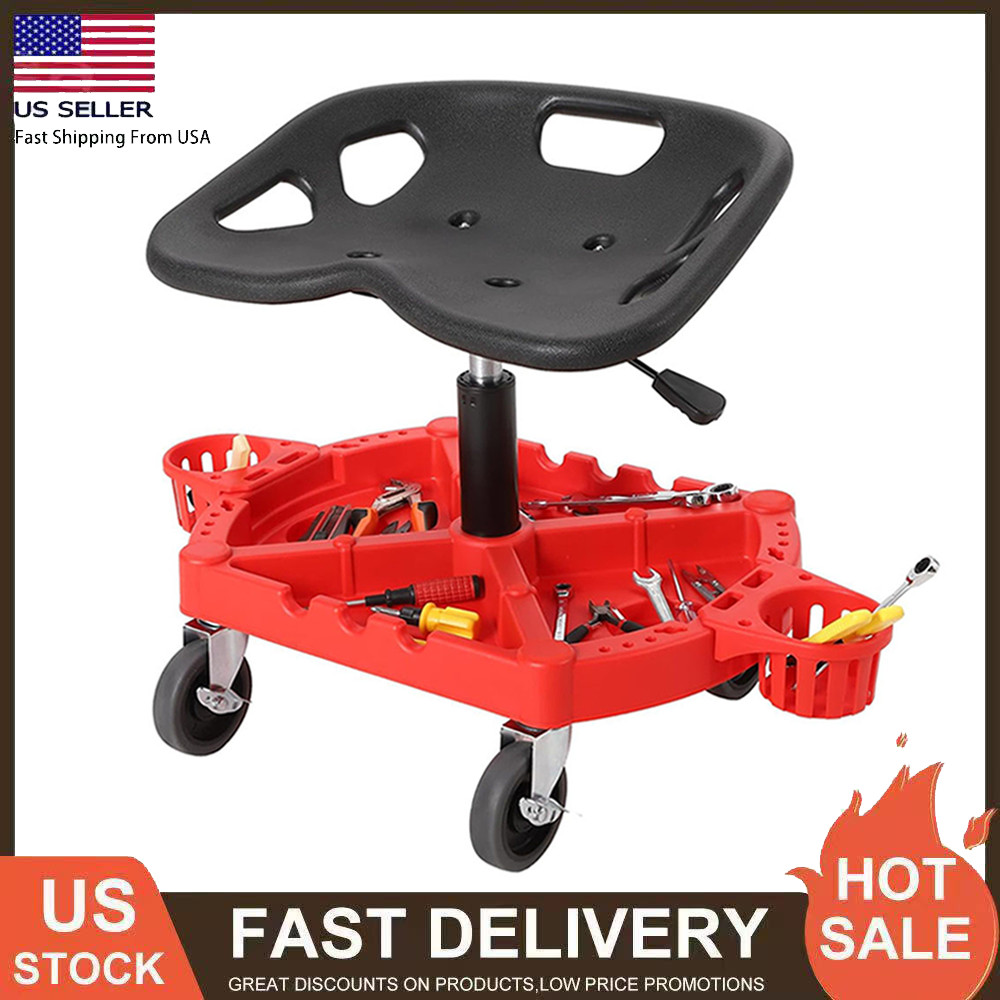Rolling Garage Stool 19"-25" Height Adjustable Rolling Mechanic Stool for Garage