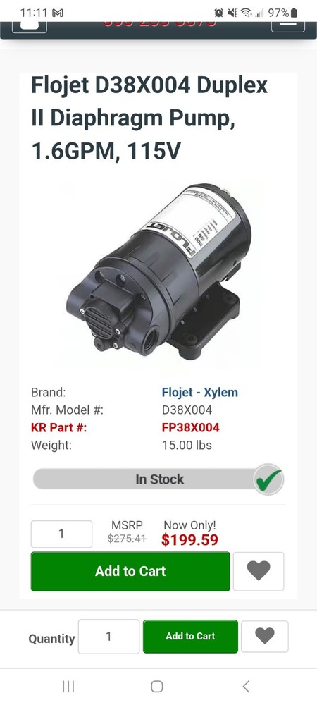 Flojet Duplex II Diaphragm Demand Pump