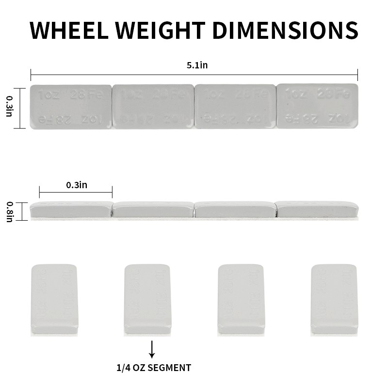 1 oz Stick on Wheel Weights, Adhesive Back ,36strips/box 144pcs,Grey Tire Weight