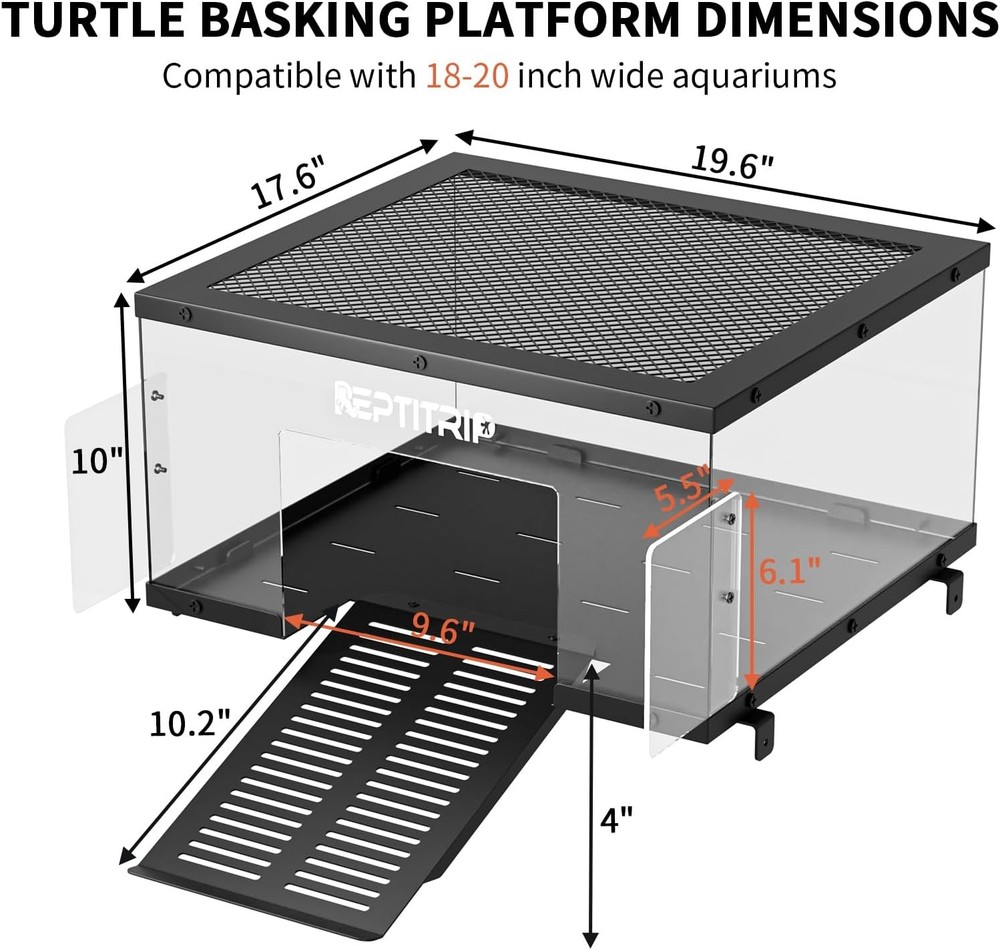 Turtle Basking Platform & Dock - Stainless Steel Turtle Ramp, Non-Slip Surface -