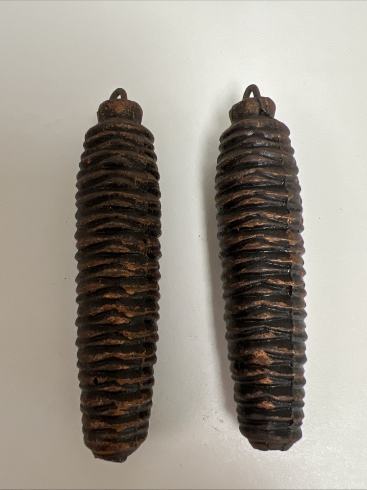 2 Vintage Antique Cuckoo Clock Pinecone Weights
