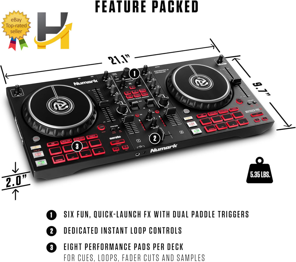 Mixtrack Pro FX Serato DJ Controller with 2 Decks Mixer Effects Paddles