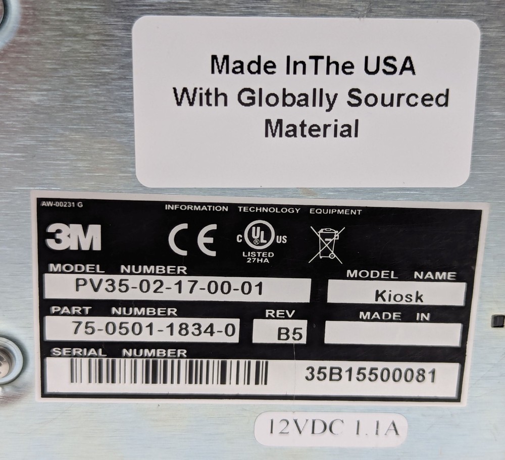 3M Kiosk PV35 ePassport ID Document Reader Scanner USB Biometric Authentication