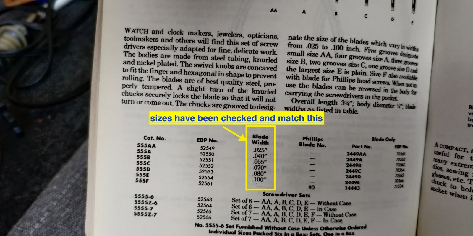 FULL SET Vintage The L.S. Starrett Co. S555-6 Jewelers6 Piece Screwdriver Set