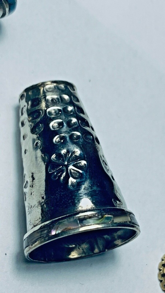 3 Vintage Silver Handmade Thimbles With some Stone work on bottom