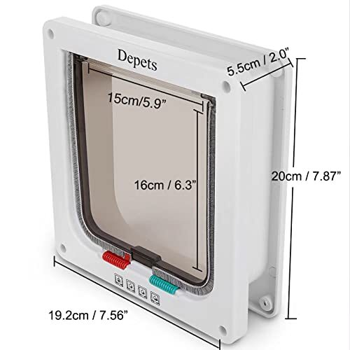 Depets Medium Cat Flap Door with 4 Way Lock (Outer Size 7.5" x Assorted Sizes