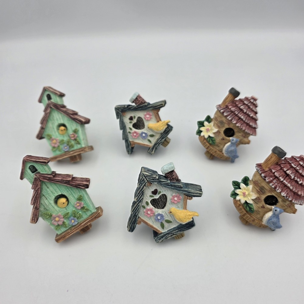 6~ Poly Resin 3D Bird Birdhouse Drawer Pulls Cabinet Handles Knobs Multicolor
