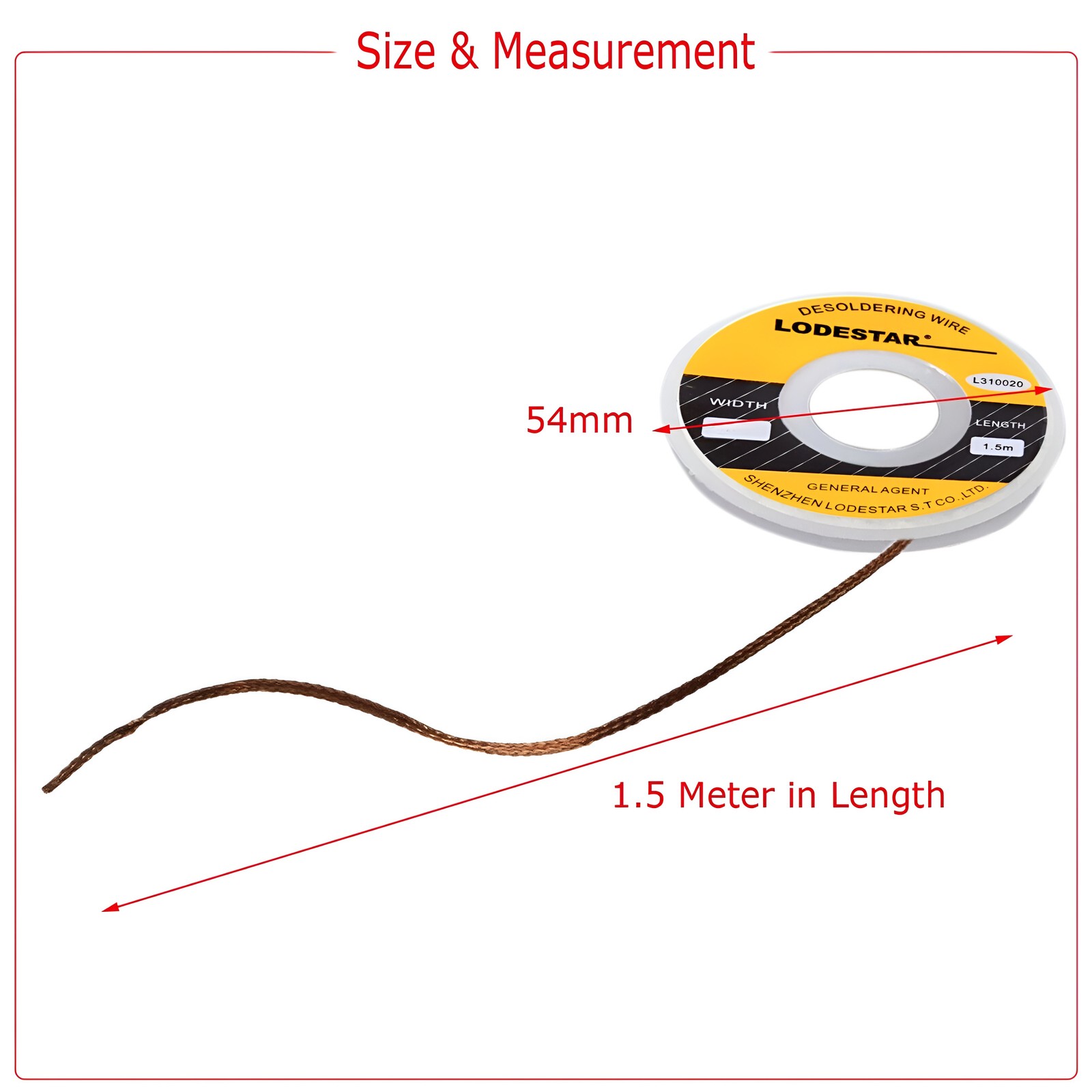 2.0mm Desoldering Braid Solder Remover Spool Copper Wick 5 ft 1.5m