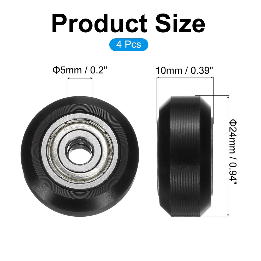 4Pcs 3D Printer Wheel with 625ZZ Linear Bearing for 3D Printer, Black