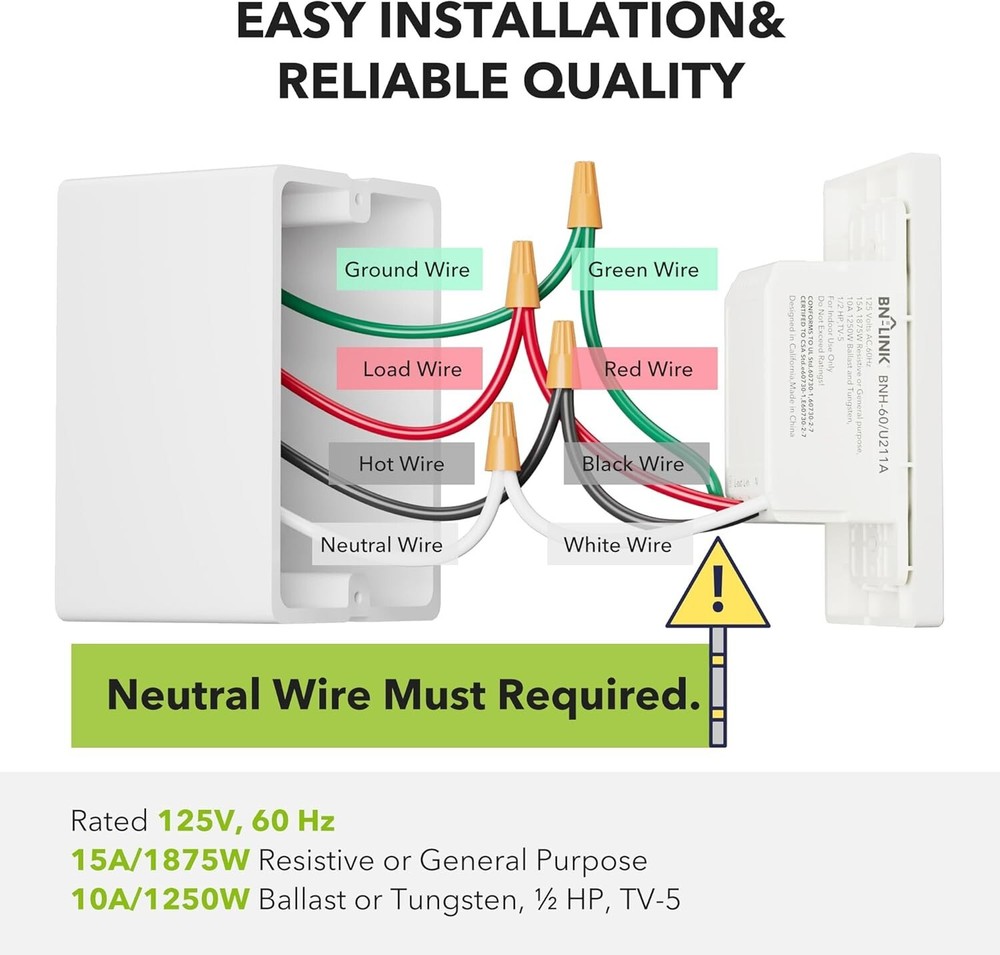 BN-LINK Countdown Timer Switch for Exhaust Fan, Bathroom Fan Light Switch Timer