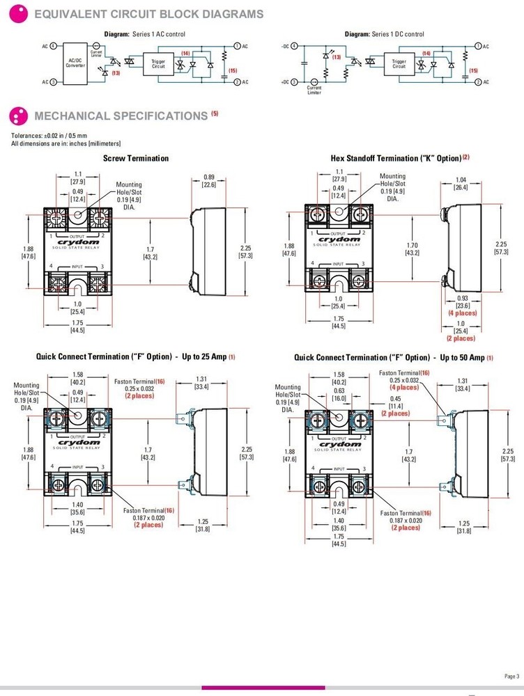 Crydom Solid State Relay A2425 90-280 VAC 25A AC or DC Control