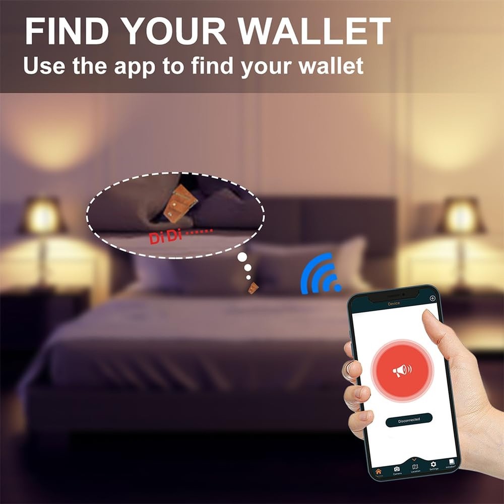 Mens Wallet Tracker Work for Android & iOS Device, Smart Wallet for Men With ...