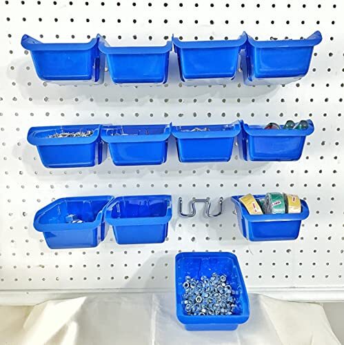 12 Pack Removable Pegboard Bins with Hooks Wall Mounted Storage Bins Organizer