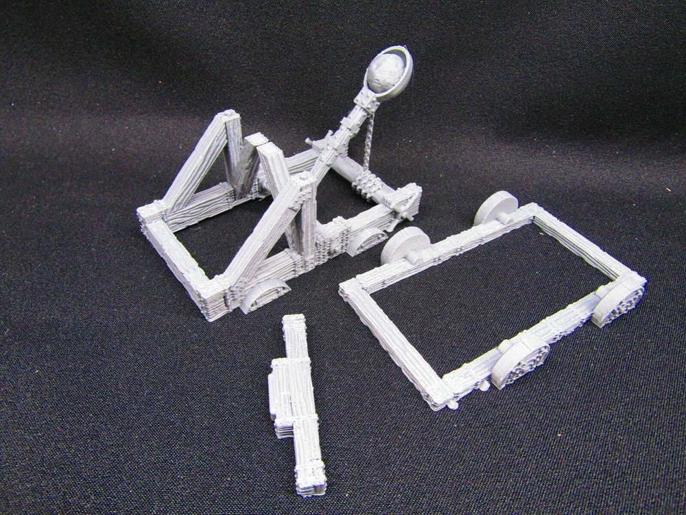 Catapult Mangonel Siege Weapon Scatter Terrain 3D Printed Dungeons & Dragons