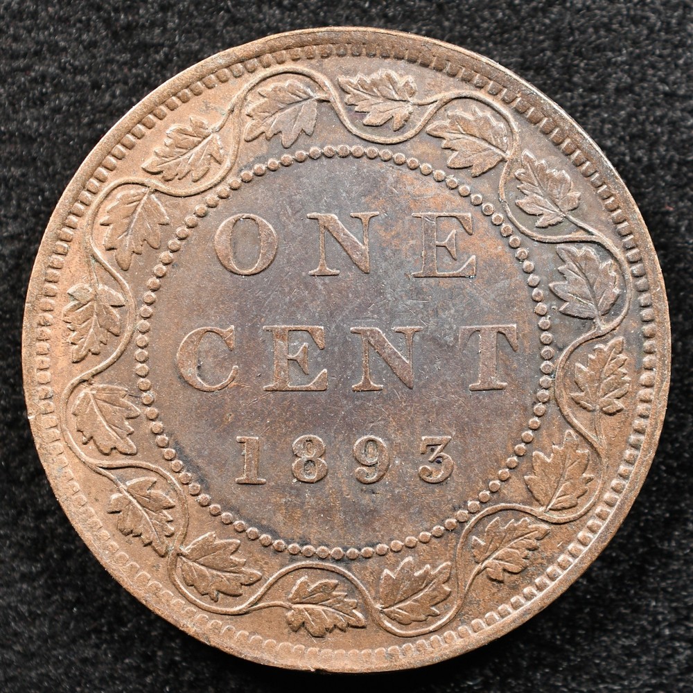 Canada 1 Cent 1893, Coin, Obv Die Crack Error, Inv#H356