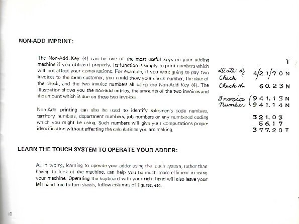 1971 Sears Adding Machine Instruction Manual Booklet