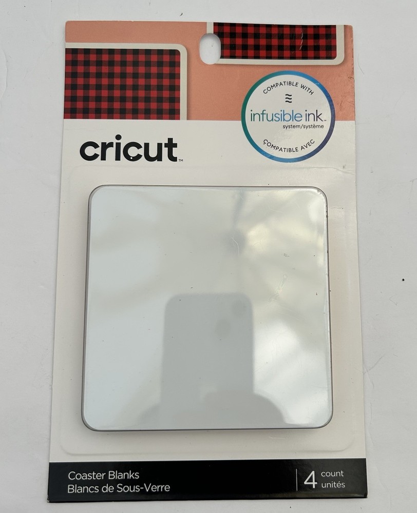New Sealed Cricut Coaster Blanks Count 4 Square 3.75" White Cork Back