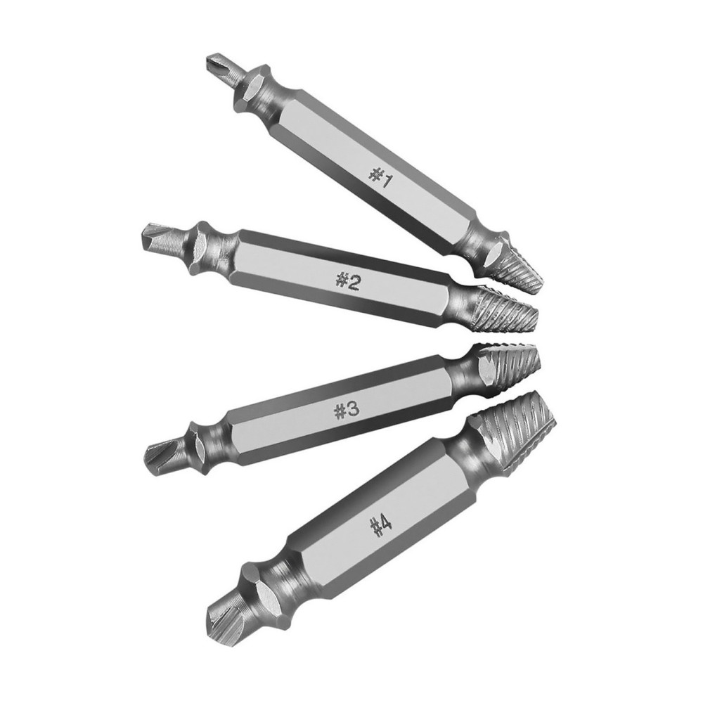 4Pcs/Set New Screw Extractor Kit Guide Broken Damaged Bolt Remover Drill Bits