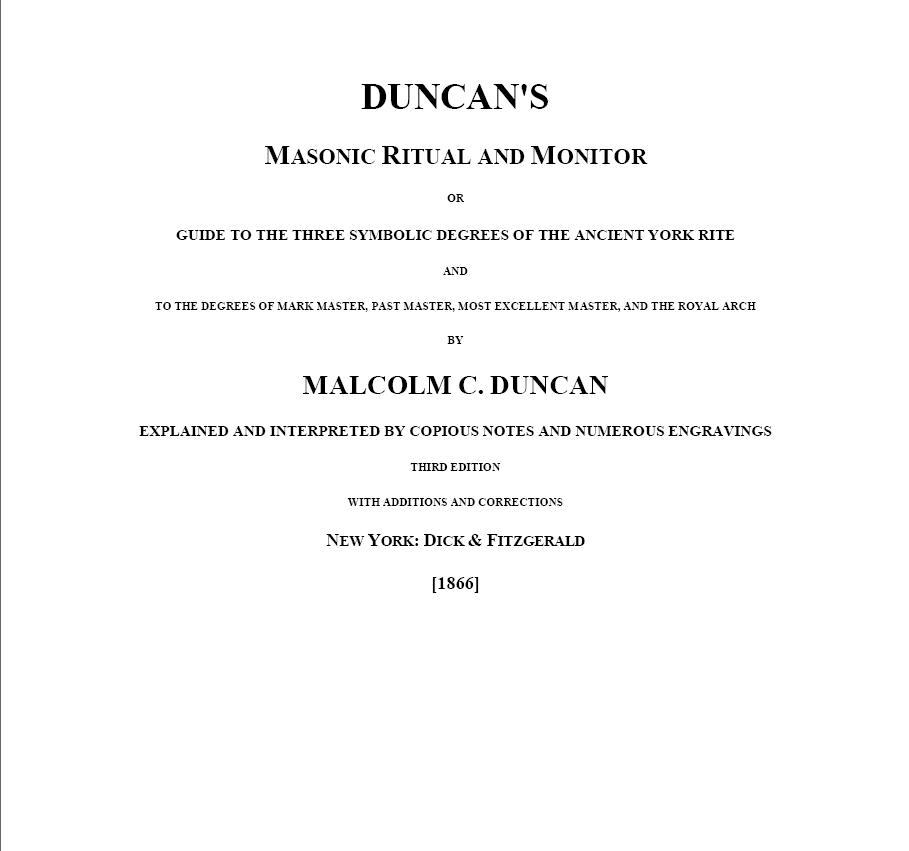 Duncan's Masonic Ritual