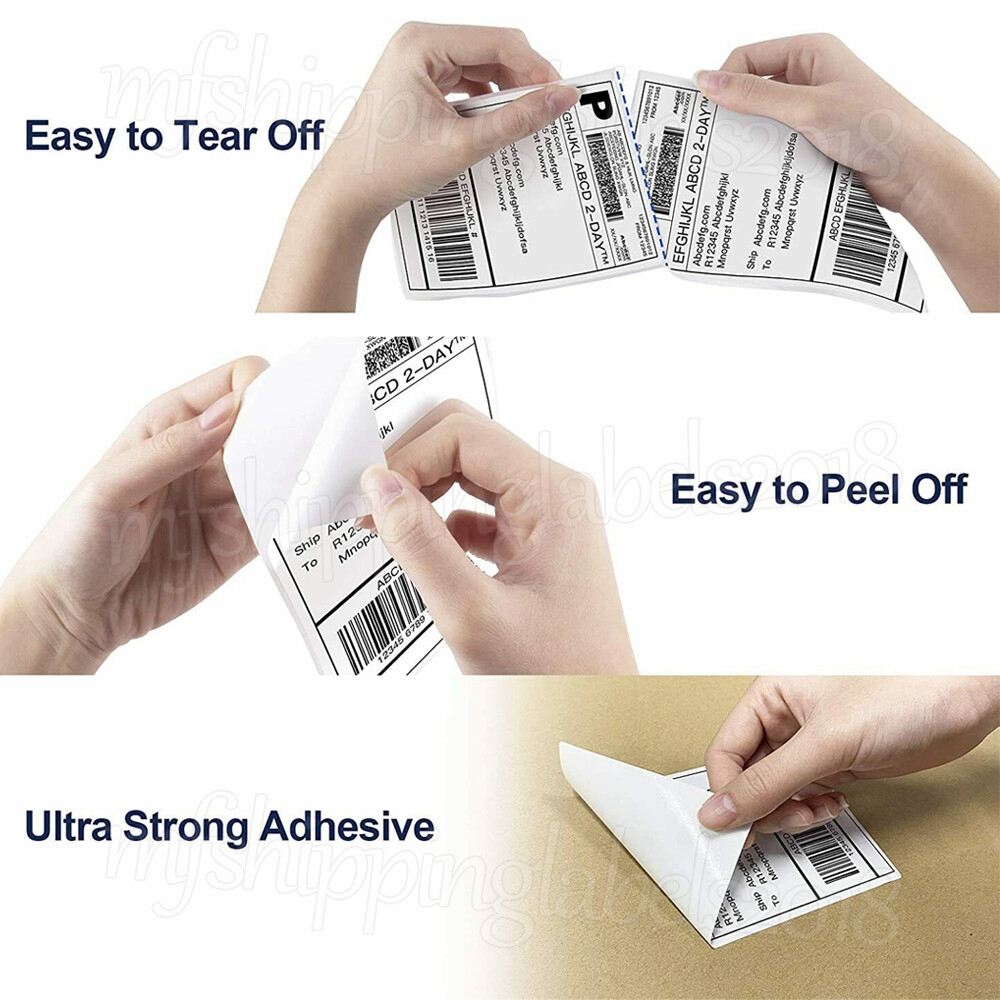 100-10000 4x6 Fanfold Direct Thermal Shipping Labels for Zebra & Rollo Printers