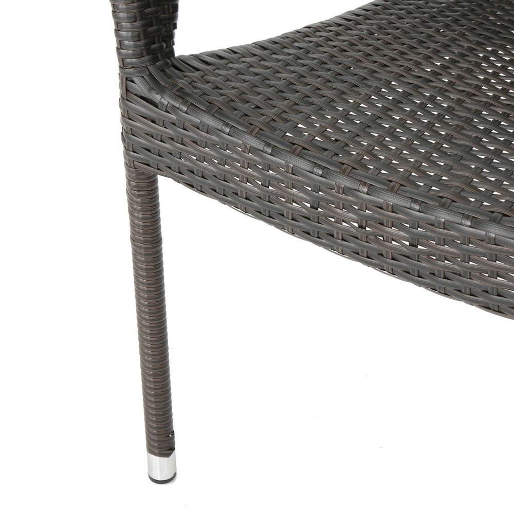 Clayton Outdoor 5pc Multibrown Wicker Square Dining Set