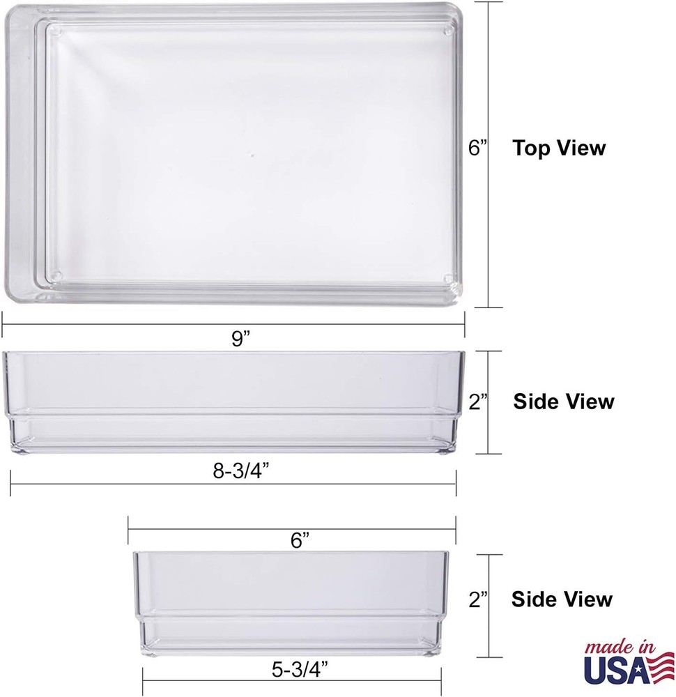 STORi SimpleSort 3-Piece Stackable Clear Drawer Organizer Set | 9x6x2",