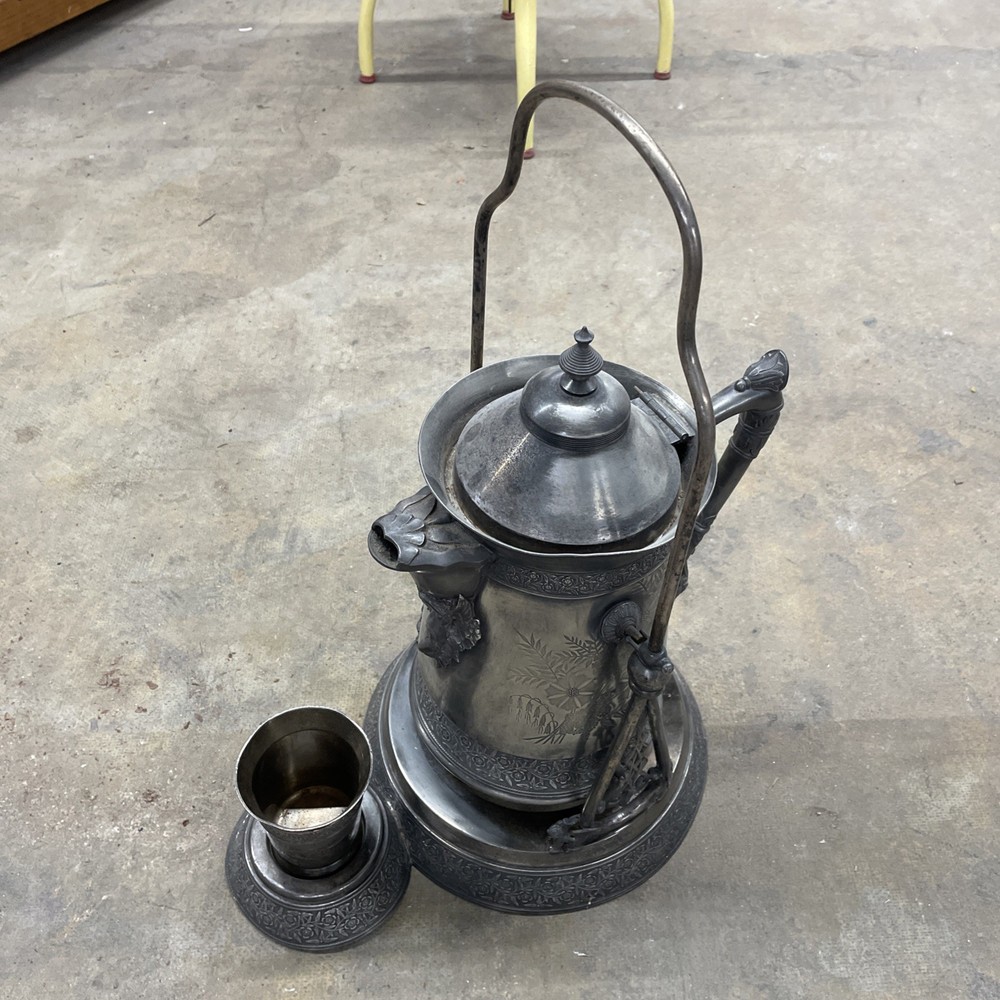 Antique Victorian Silverplate Tilting Water Coffee Pitcher