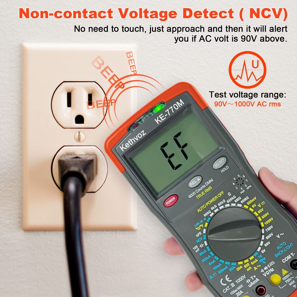 Multimeter 6000 Counts TRMS, Digital Multi Meter Measure AC DC Voltage Curren...