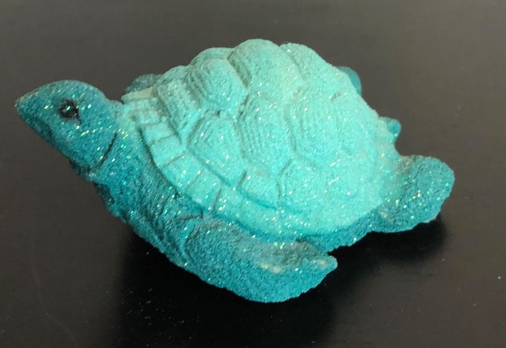 Teal Glitter Sand Turtle Figurine
