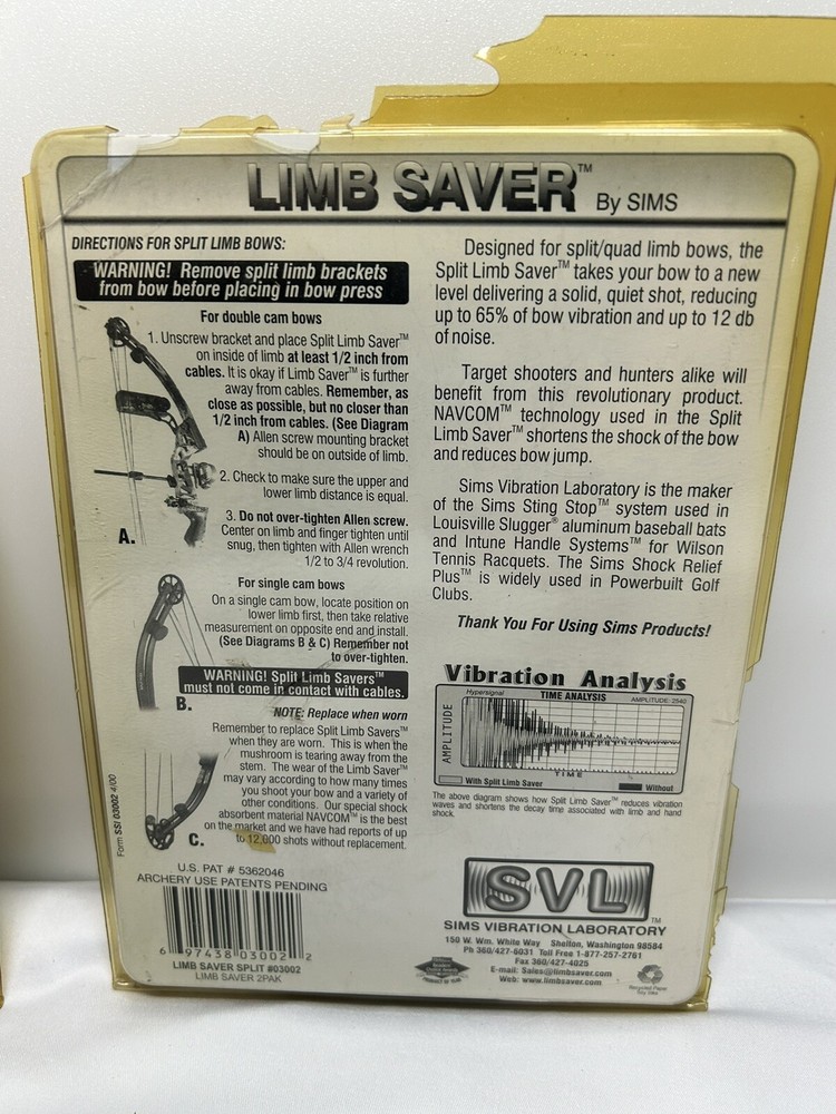 Archery LOT Limbsaver Split Limb Cable Dampener Nocking Points Limb Saver Sims