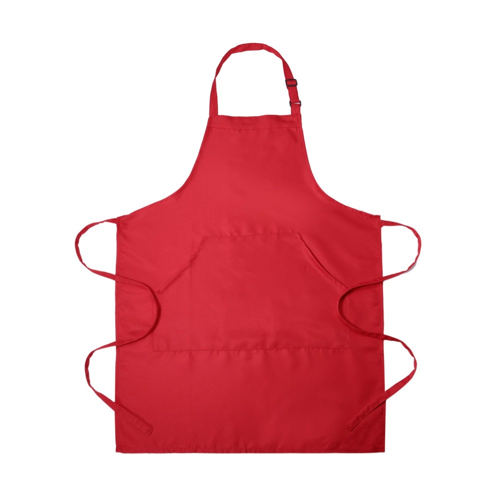 Kitchen Cooking Aprons Adjustable Long Ties Chef Apron with 2 Pockets Red