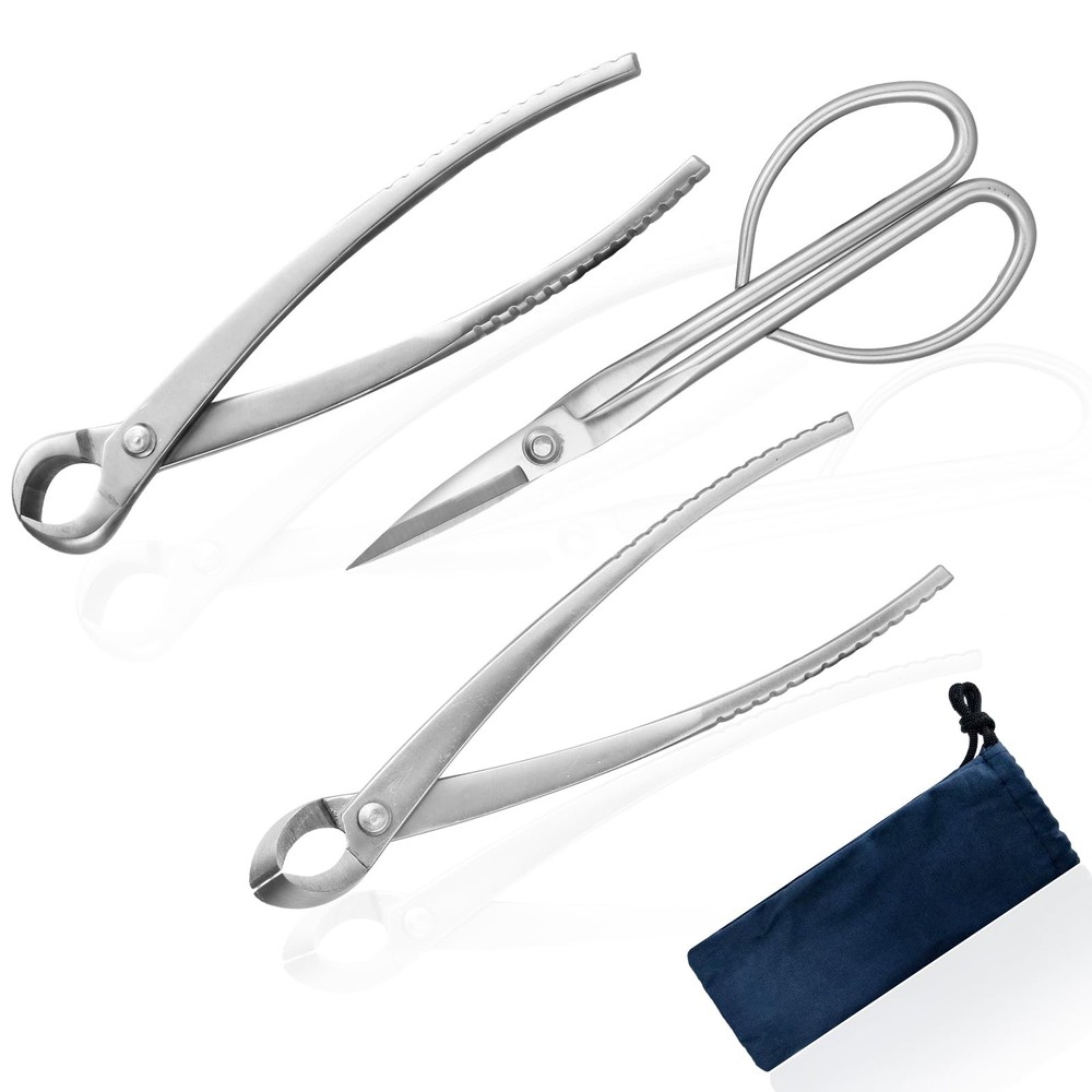 Best Bonsai Tools Set, 3-Piece Tree Includes Knob Cutter, Concave Scissors for