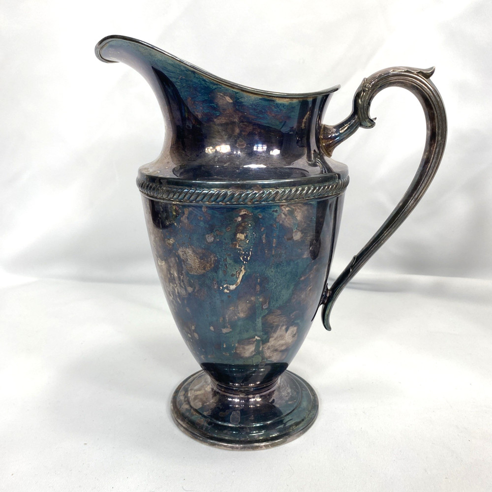 VTG International Silver Castleton Pitcher #685 Braided Pattern Carafe Patina