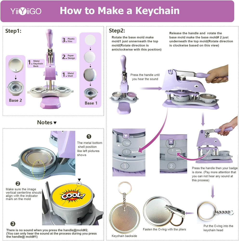 Button Maker Keychain Supplies, 50Sets 2.28Inch/58Mm Keychain Button Making Kit