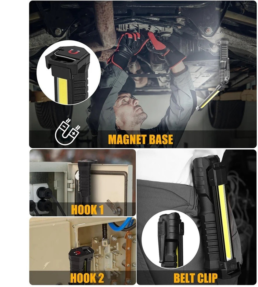 Professional Mechanic LED COB Work Light Rechargeable Multi Functional USB Power