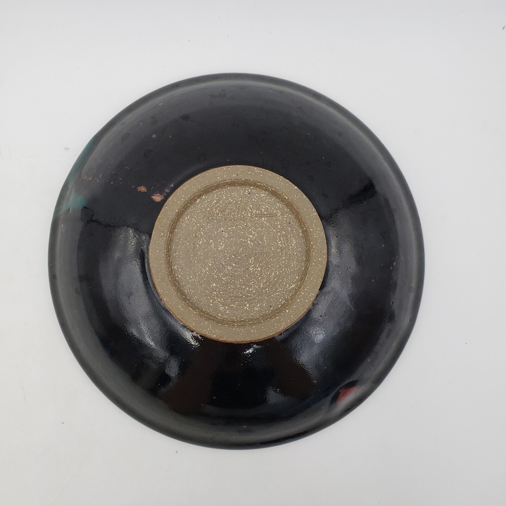 Studio Art Pottery Bowl Deep Colored Glaze Signed Conyers 9 inch Diameter