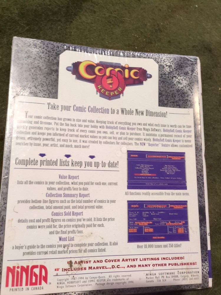 Vtg. Comic Book Keeper Computer PC Software Collection Organize Value Etc Sealed