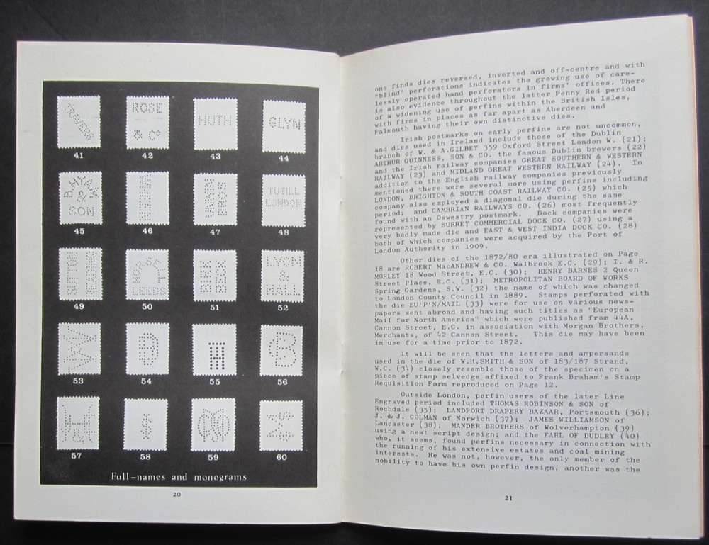 The handbook of British perfins, By John S. Nelson. Stamp reference guide 1967.