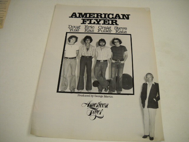 AMERICAN FLYER 4 band members and GEORGE MARTIN original 1976 Promo Poster Ad