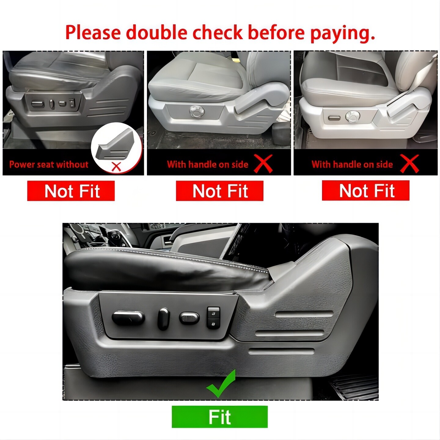 For 2009-2014 Ford F150 Seat Cover Trim Panel Bezel Black Drivers Side