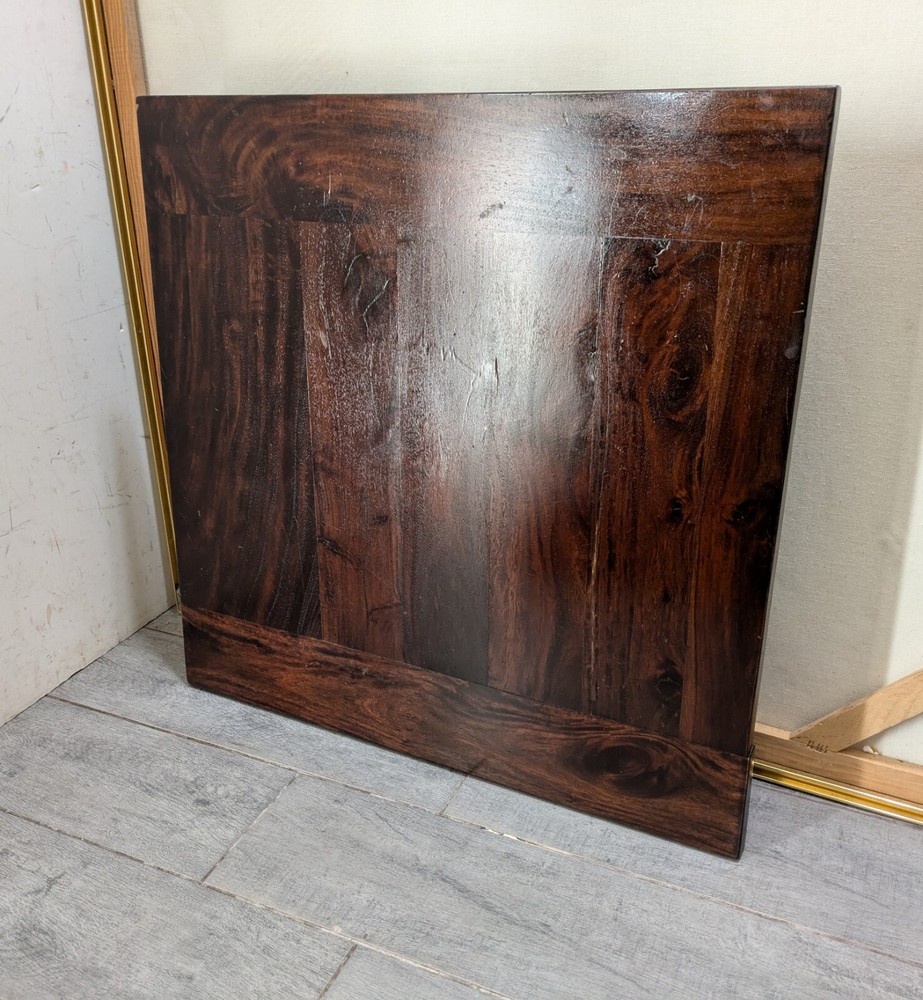 Vintage Heavy Rustic Solid Wood Asian Oriental Brutalist Side End Table W72