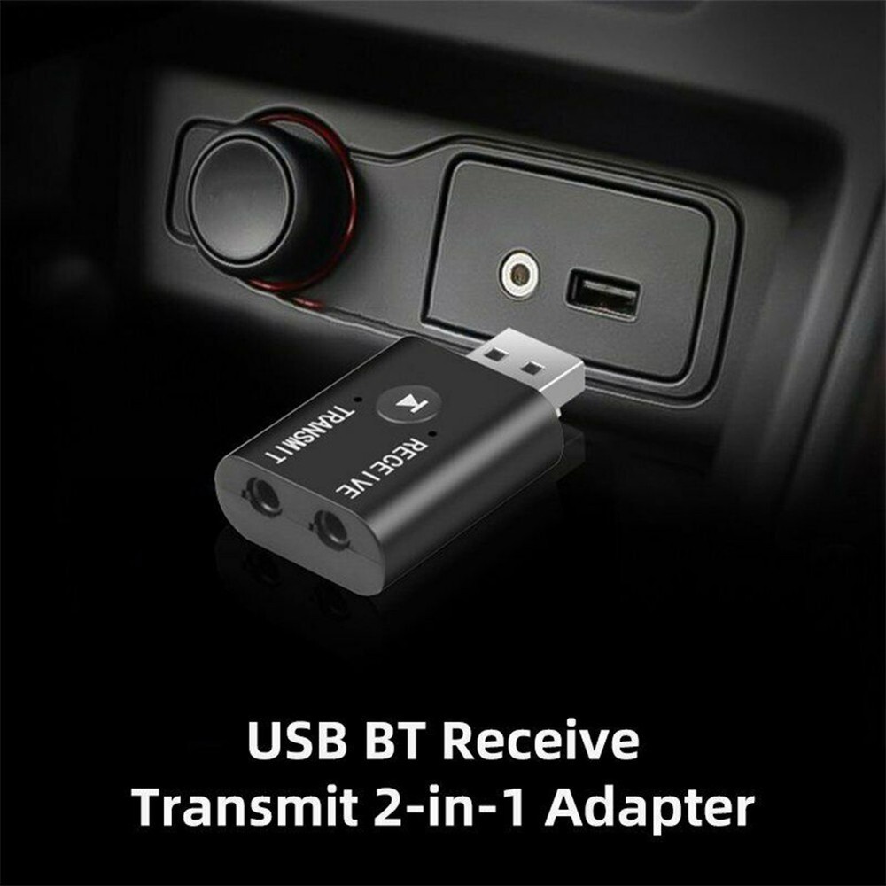 2in1 Bluetooth 5.0 USB Audio Transmitter Receiver Adapter Wireless for Car TV PC