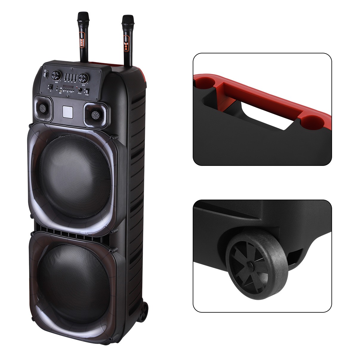 15,000W Dual 15" Bluetooth Speaker Subwoofer Heavy Bass Sound System Party & Mic