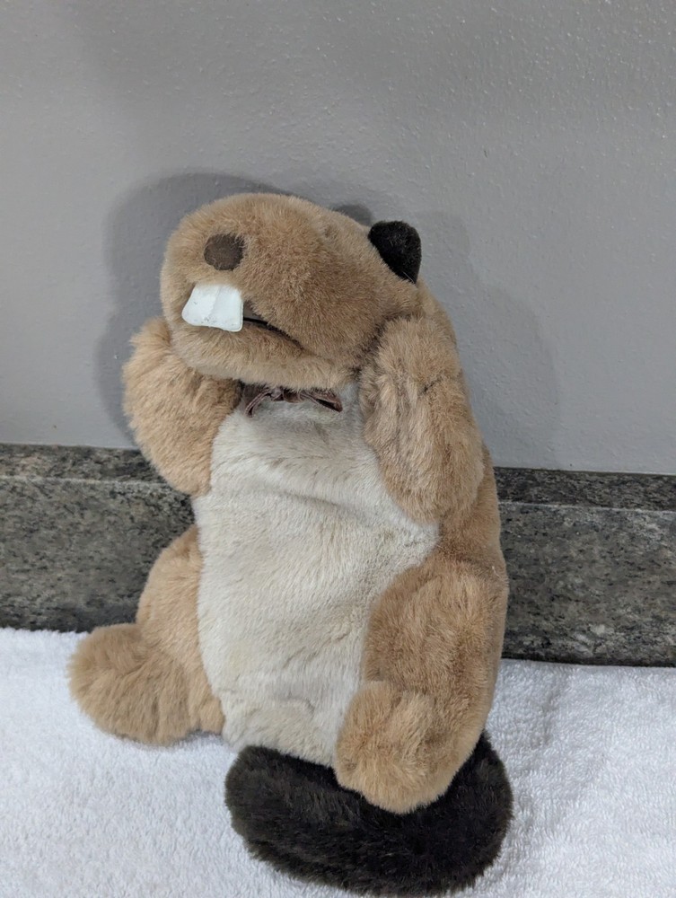 Hand Puppet Brown Beaver Plush Gund Felt Bow
