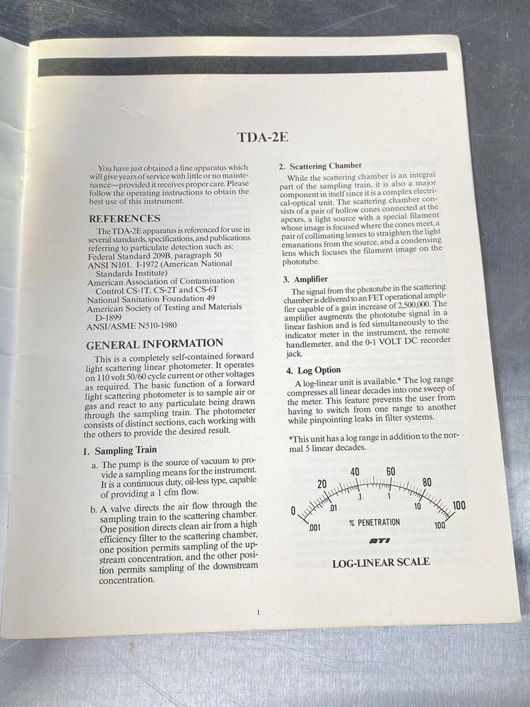 ATI Particulate Detection Apparatus TDA-2E, 2EL, 2EN, 2ENL- Users Manual / Guide