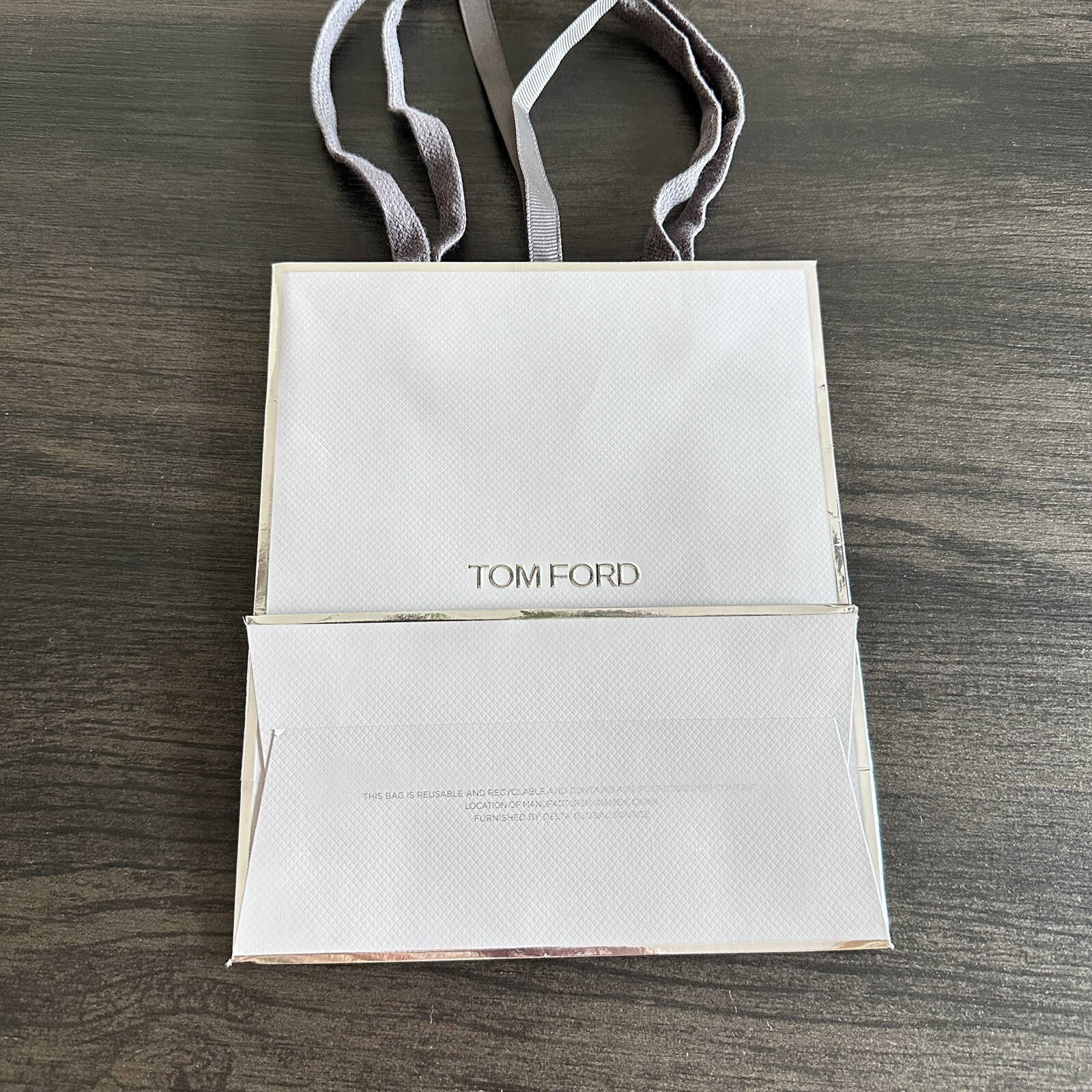Tom Ford Authentic Gift Paper Shopping Bag Small Grey L 7.5" W 6.5" D 3.5"