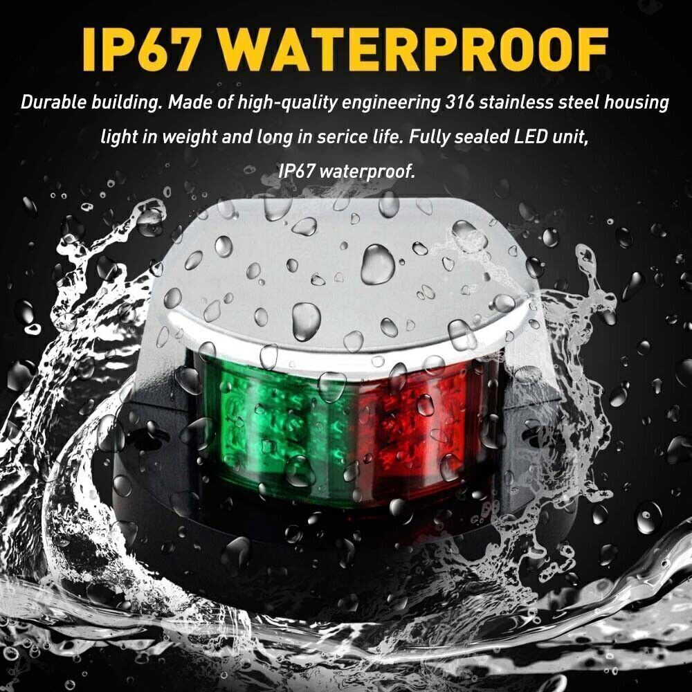 For Boat Navigation Lights Red-Green LED Marine Navigation Light Boat Bow Lights