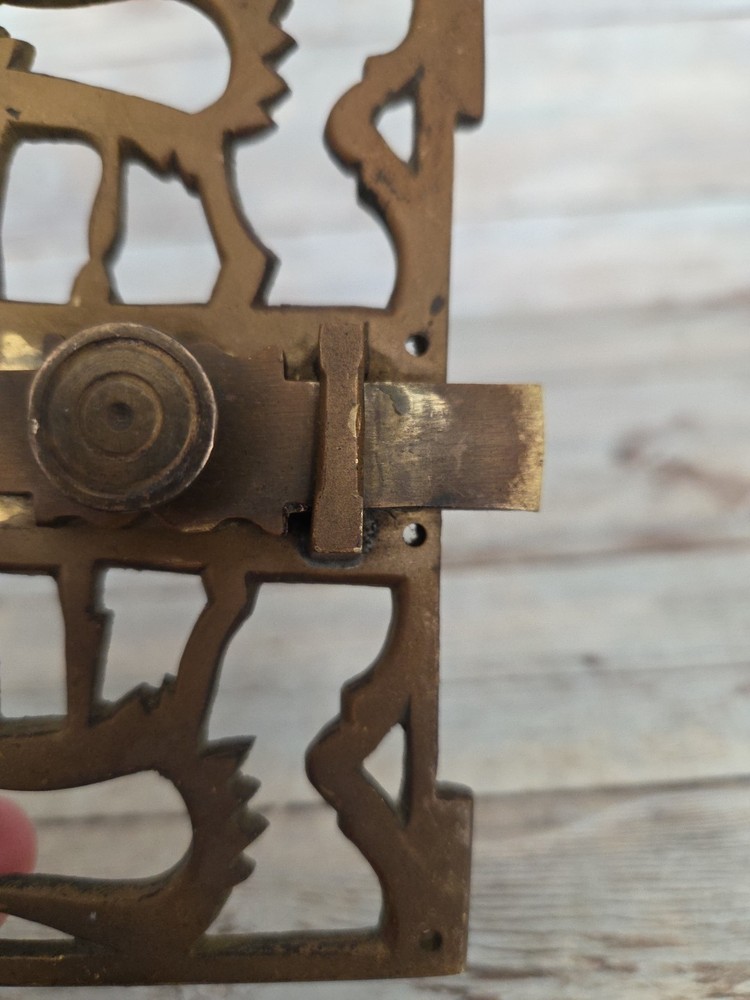 Vintage Ornate Solid Brass Surface Bolt Door Latch Lock Missing Catch