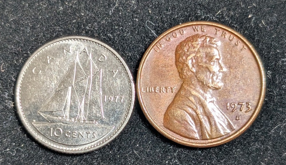 1977 Canada 10 Cents Circulated KM# 77.1
